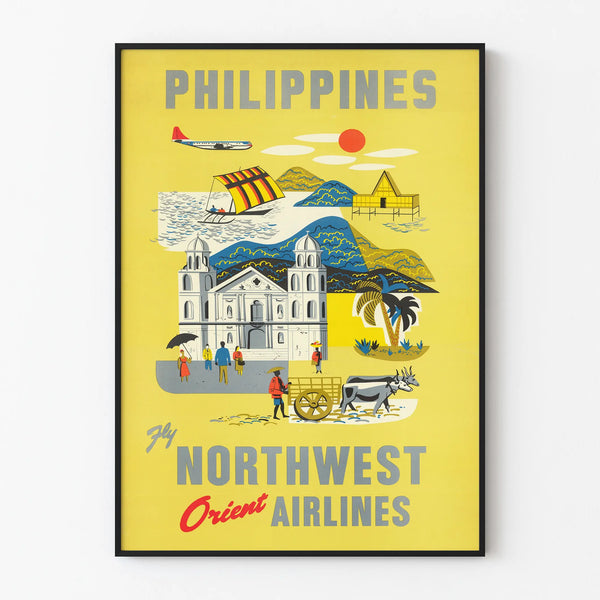 Vintage poster Philippines Northwest Orient Airlines wall decoration