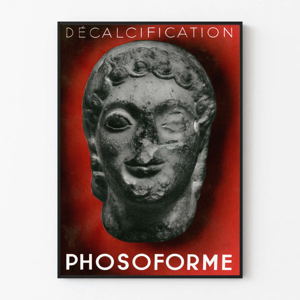Vintage Phosoforme Decalcification Poster with Sculpted Head