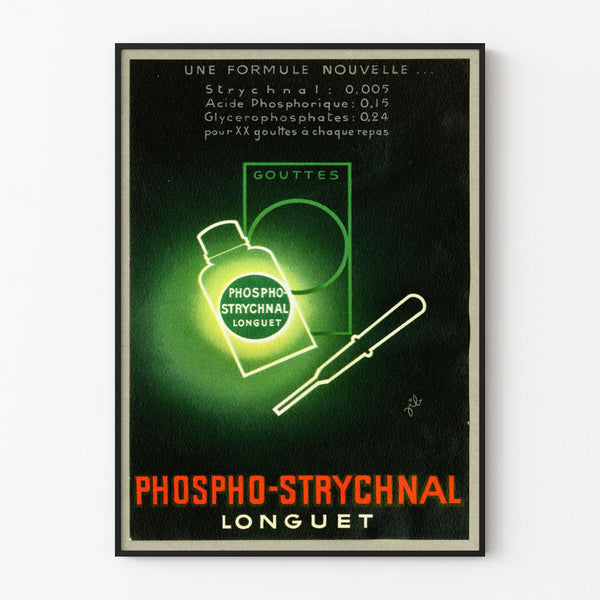 Vintage Phospho-Strychnal Poster Longuet - Retro Wall Decoration