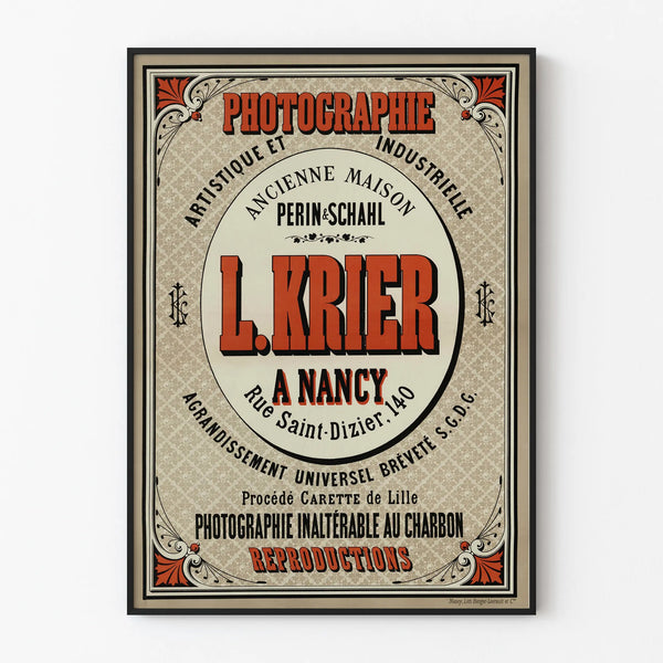 Vintage poster of artistic and industrial photography L. Krier in Nancy