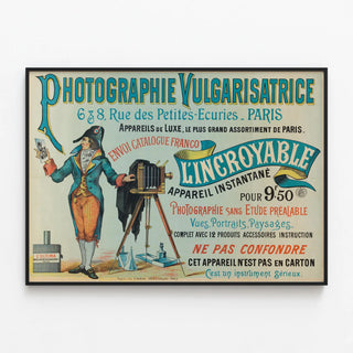 Vintage Poster Photography Vulgarizer Old Camera — framed artwork on a wall