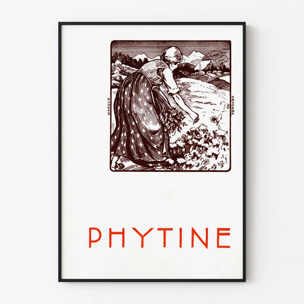Vintage poster PHYTINE woman gardening wall decor