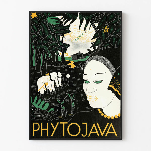 Decorative poster PhytoJava vintage botanical and feminine portrait