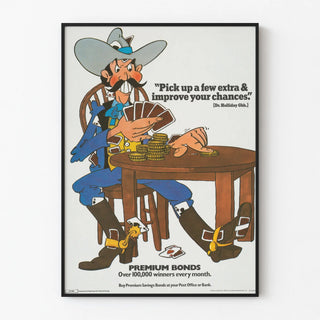 Vintage Poster Cowboy Card Game Premium Bonds