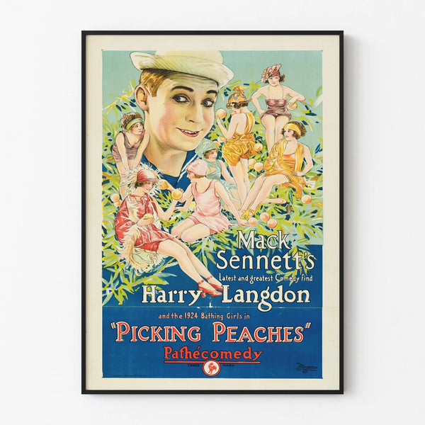 Vintage poster "Picking Peaches" with Harry Langdon and Bathers from the 1920s