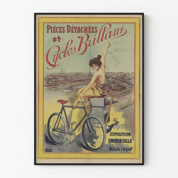 Vintage poster for spare parts and shining bicycles - Retro wall decoration