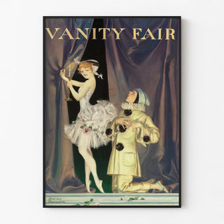 Vintage poster of Pierrot and Columbine on stage