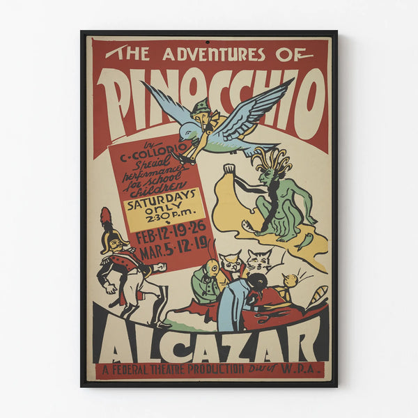 Vintage Poster The Adventures of Pinocchio - Children's Wall Decoration