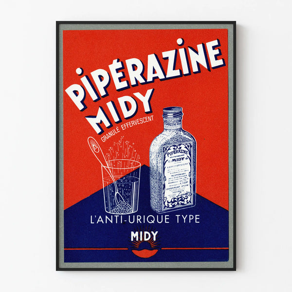 Vintage poster Pipérazine Midy retro wall decoration