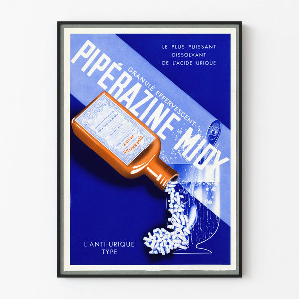 Vintage poster Pipérazine Midy – Retro medical wall decoration