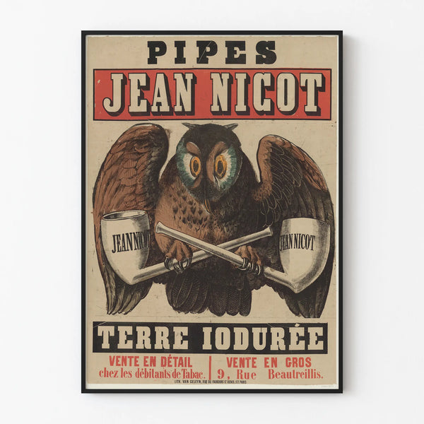 Vintage poster of Jean Nicot Iodized Earth Pipes for wall decoration