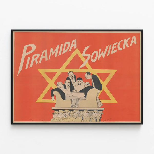 Romanian Vintage Poster Soviet Pyramid — framed artwork on a wall