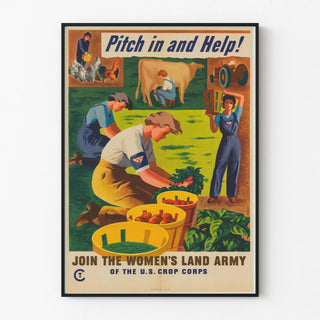 Vintage poster of the Women's Land Army campaign USA