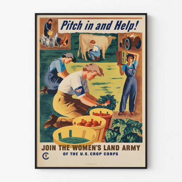 Vintage Feminine Poster Women's Land Army Wall Decoration