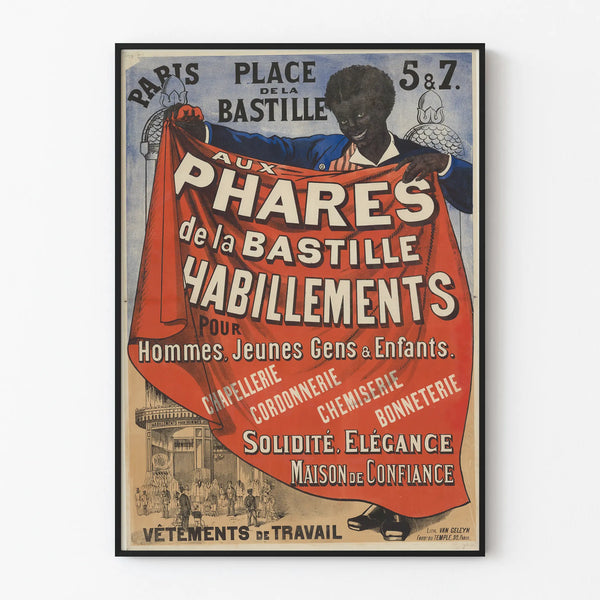Vintage Poster of Place de la Bastille - Aux Phares de la Bastille, men's and children's clothing