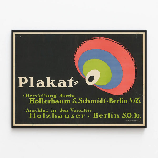 Vintage Hollerbaum & Schmidt Berlin poster for wall decoration — framed artwork on a wall