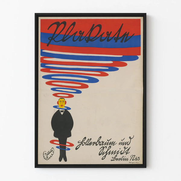 Vintage stylized portrait decorative poster in black, red, and blue