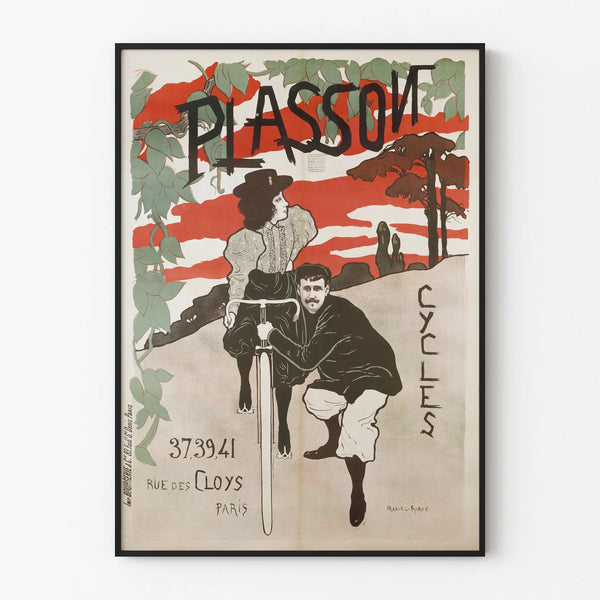 Vintage Plasson Cycles Poster for Wall Decoration