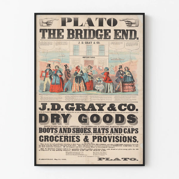 Vintage advertising poster J.D. Gray & Co. at Bridge End