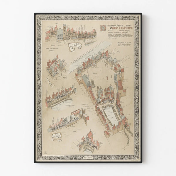 Vintage Oud-Holland Old Map Poster for Wall Decoration