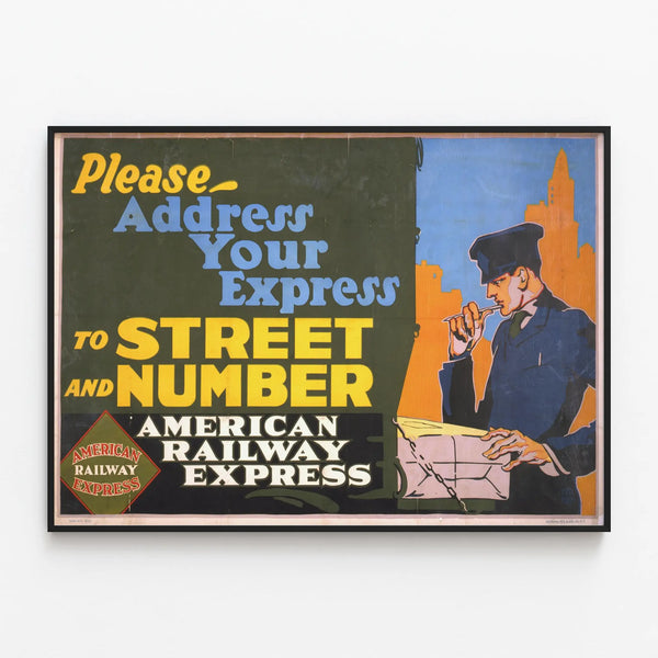 Vintage American Railway Express Poster - Retro Wall Decoration — framed artwork on a wall