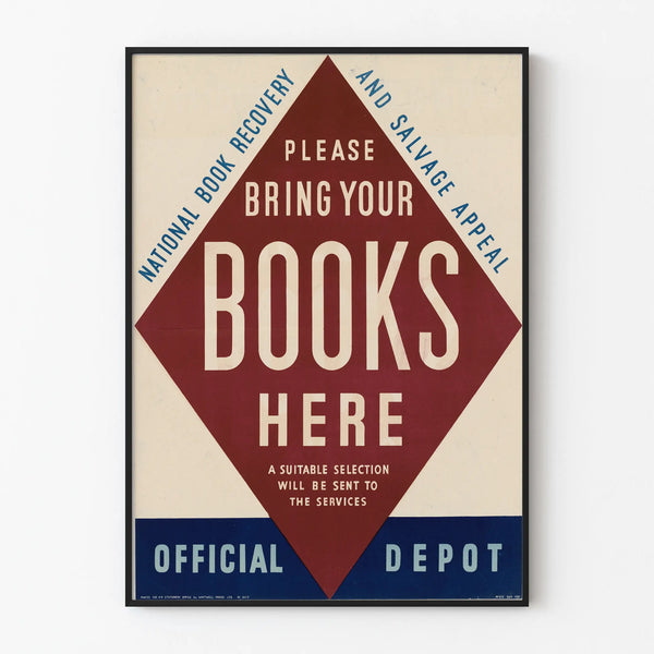 Vintage Poster Invitation to Bring Your Books - Retro Wall Decoration