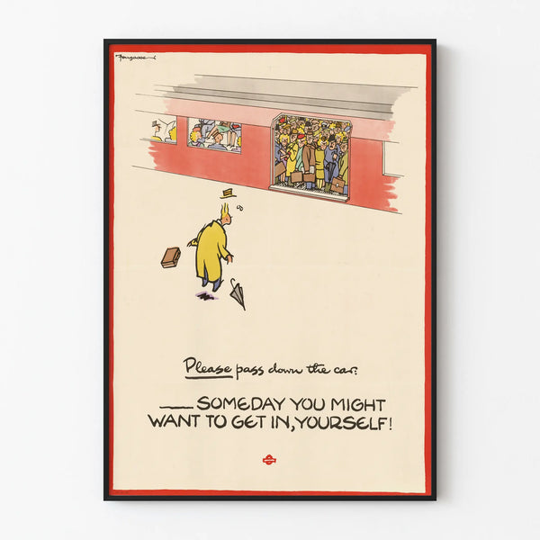 Vintage humorous poster - Please Pass Down The Car
