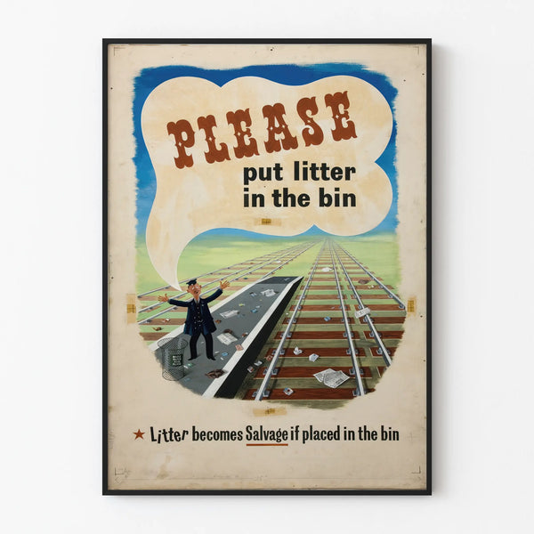Vintage poster wall decoration - Please Put Litter in the Bin