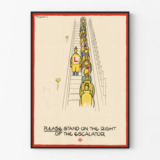 Vintage escalator poster - Please Stand on the Right