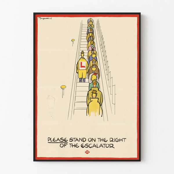 Vintage escalator poster - Please Stand on the Right