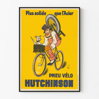 Vintage Bicycle Tire Poster Hutchinson More Durable Than Steel