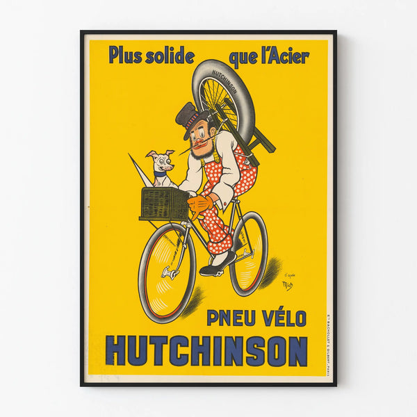 Vintage Bicycle Tire Poster Hutchinson More Durable Than Steel