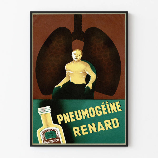 Vintage poster Pneumogéine Renard for medical wall decoration
