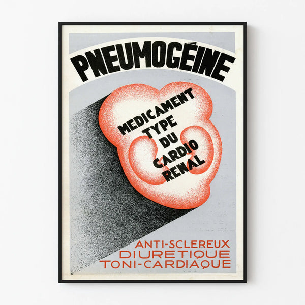 Vintage poster for Pneumogéine, a cardiovascular and renal medication