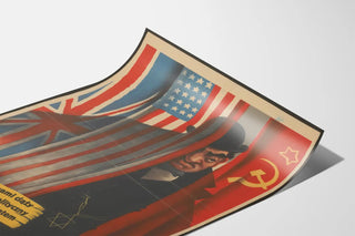 Vintage poster with political motifs and historical symbols