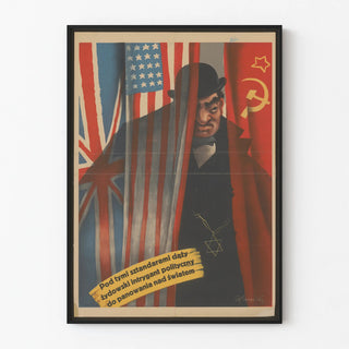 Vintage poster with political motifs and historical symbols