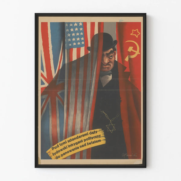Vintage poster with political motifs and historical symbols