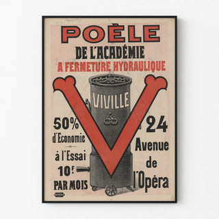 Vintage Poster of the Viville Hydraulically Closing Academy Stove