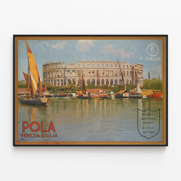 Vintage poster Pola Venezia Giulia - Classic Italian wall decoration — framed artwork on a wall