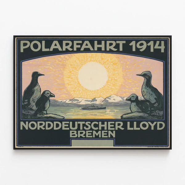 Vintage poster Polarfahrt 1914 Norddeutscher Lloyd Bremen — framed artwork on a wall