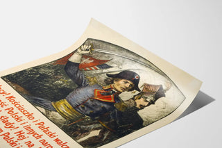 Historical Polish military propaganda poster of Kosciuszko and Pulaski