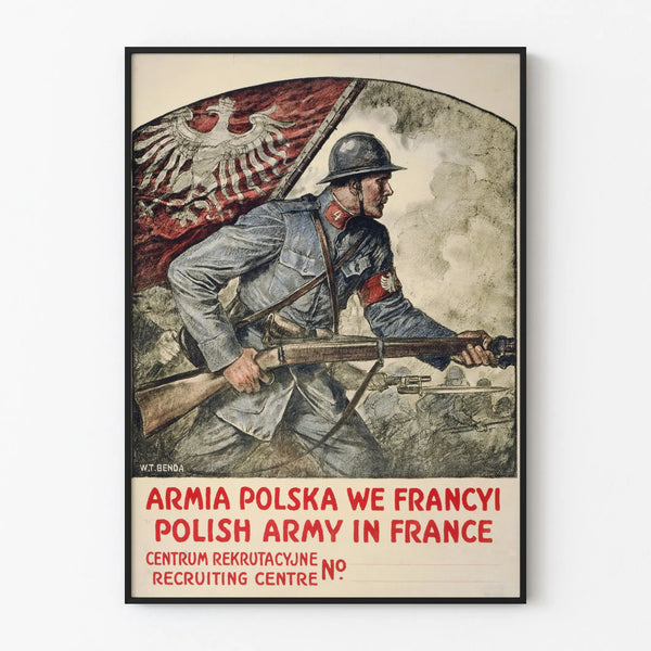 Vintage Polish Army Poster in France - Historical Wall Decoration