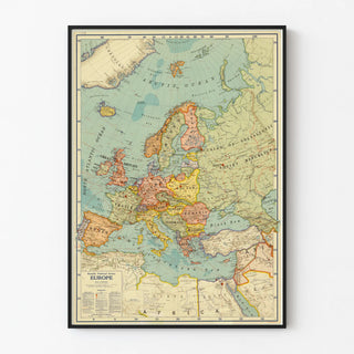 Vintage Europe Political Map Poster