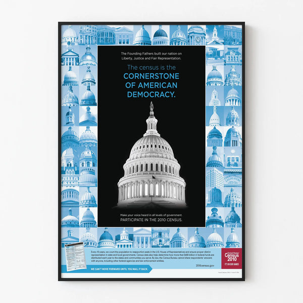 Educational poster on the American census and democracy
