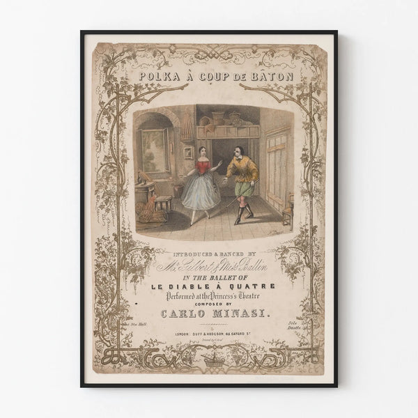 Vintage Polka Poster with Bat Strike - Classic Wall Decoration