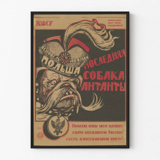 Russian Propaganda Poster Against Poland - Caricatured Dog Illustration
