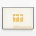 Minimalist abstract orange and white poster for wall decoration — framed artwork on a wall