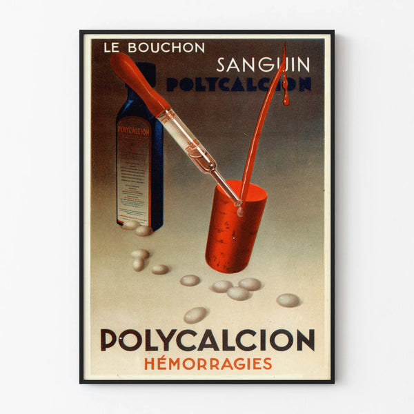 Vintage Poster Polycalcion Hemorrhages for Medical Wall Decoration