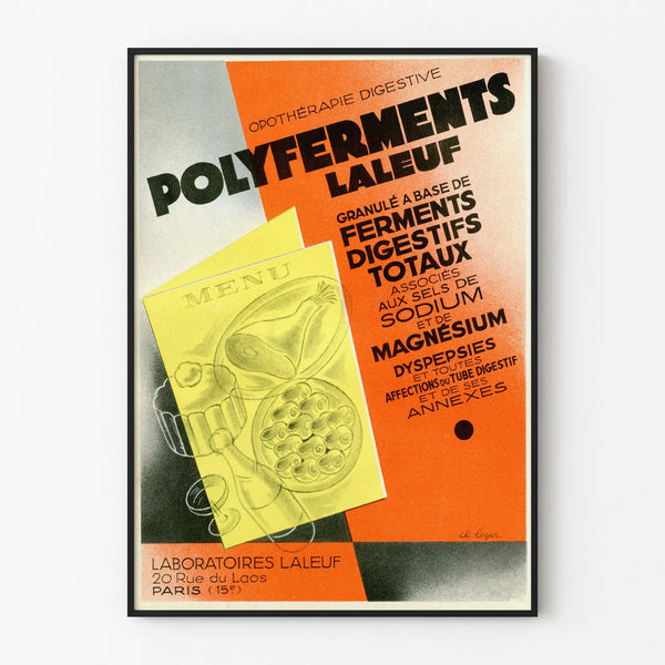 Vintage poster Polyferments Laleuf - Retro medical wall decoration