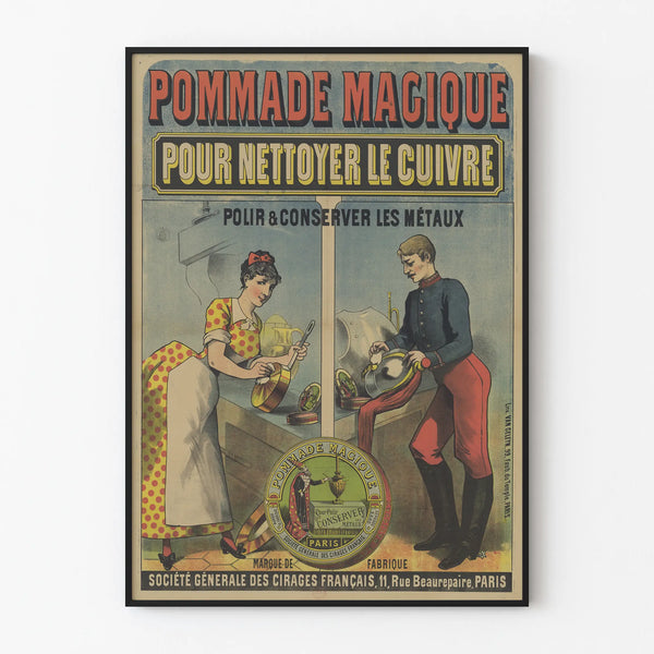 Vintage poster for Magic Ointment to clean copper and polish metals